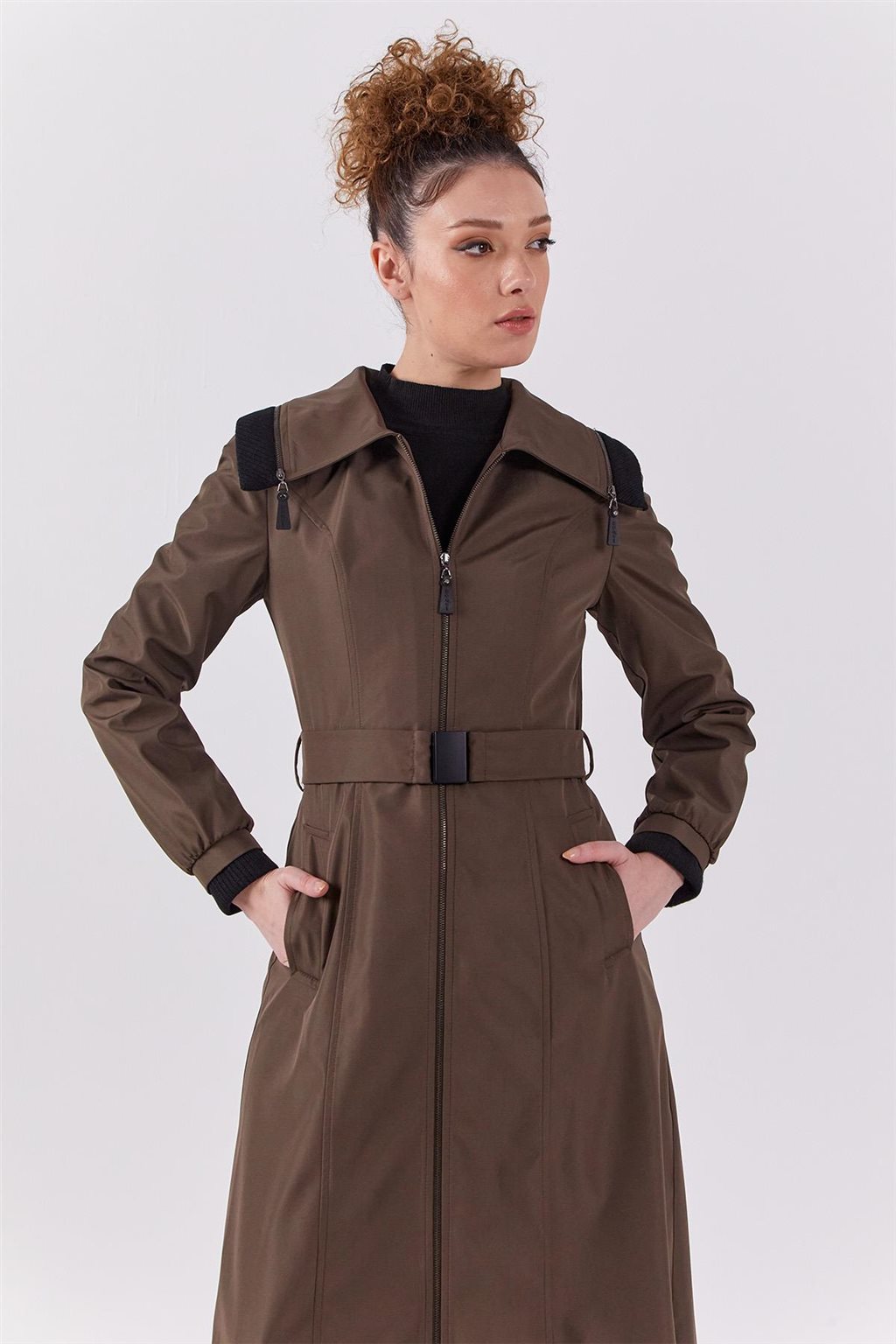 Zippered Coat Khaki