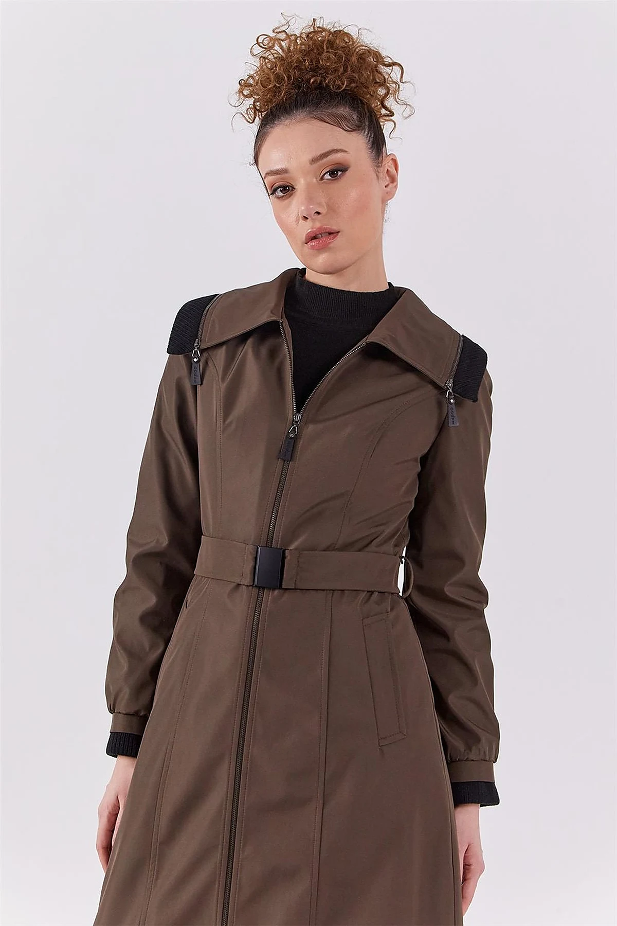 Zippered Coat Khaki