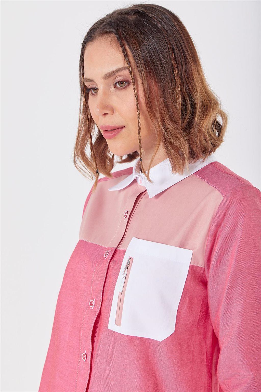 Fermuar Detaylı Tunik Pembe
