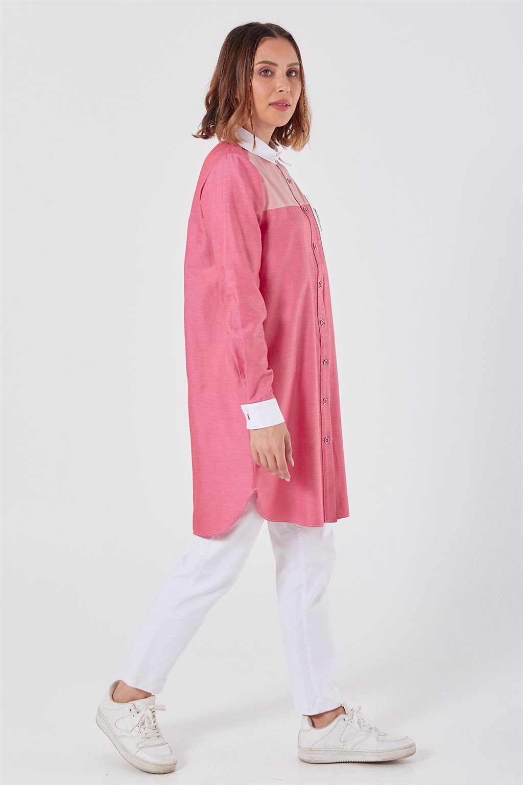 Fermuar Detaylı Tunik Pembe