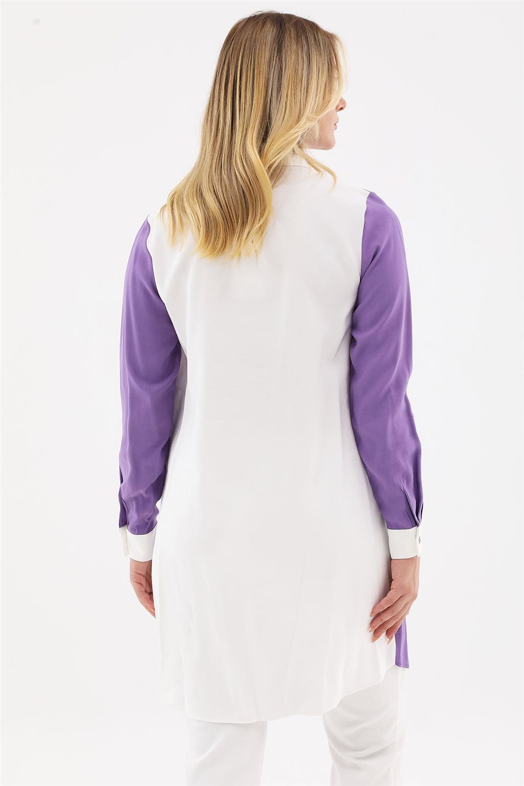 Flap Pocket Tunic Ecru-Purple