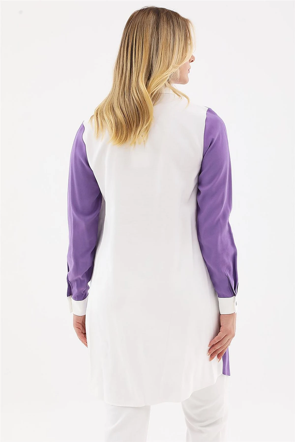 Flap Pocket Tunic Ecru-Purple