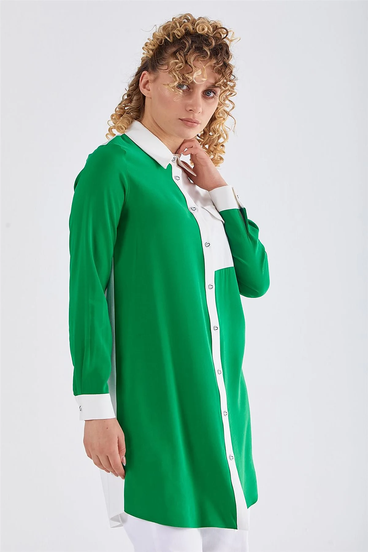 Flap Pocket Tunic Ecru-Green 