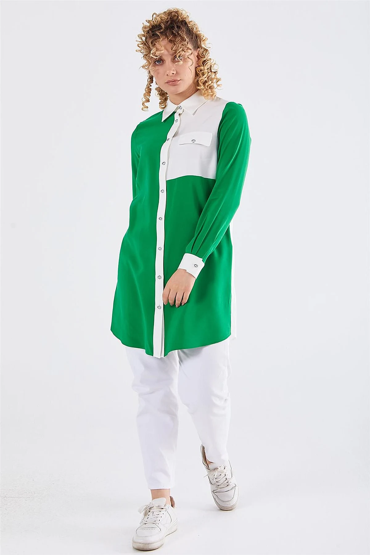 Flap Pocket Tunic Ecru-Green 