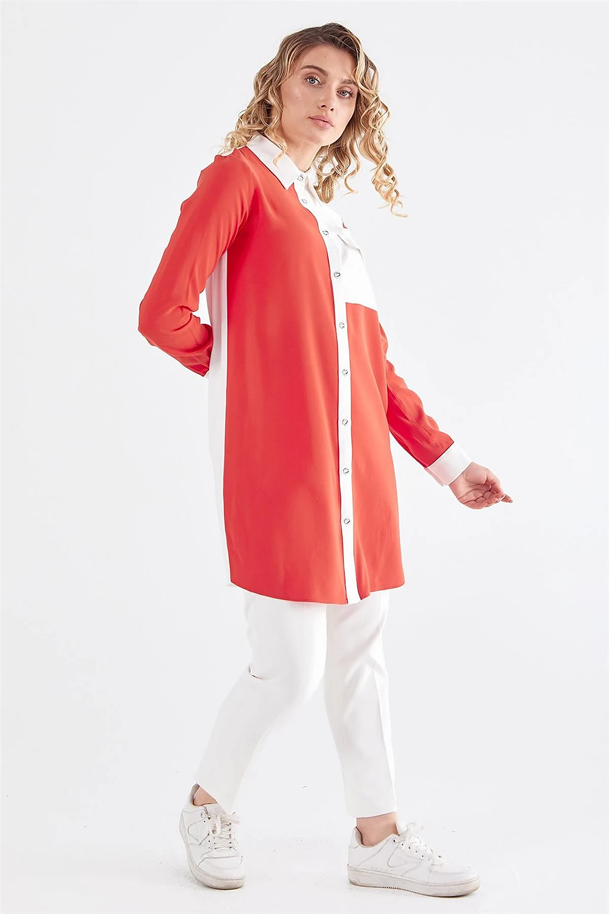 Flap Pocket Tunic Ecru-Coral