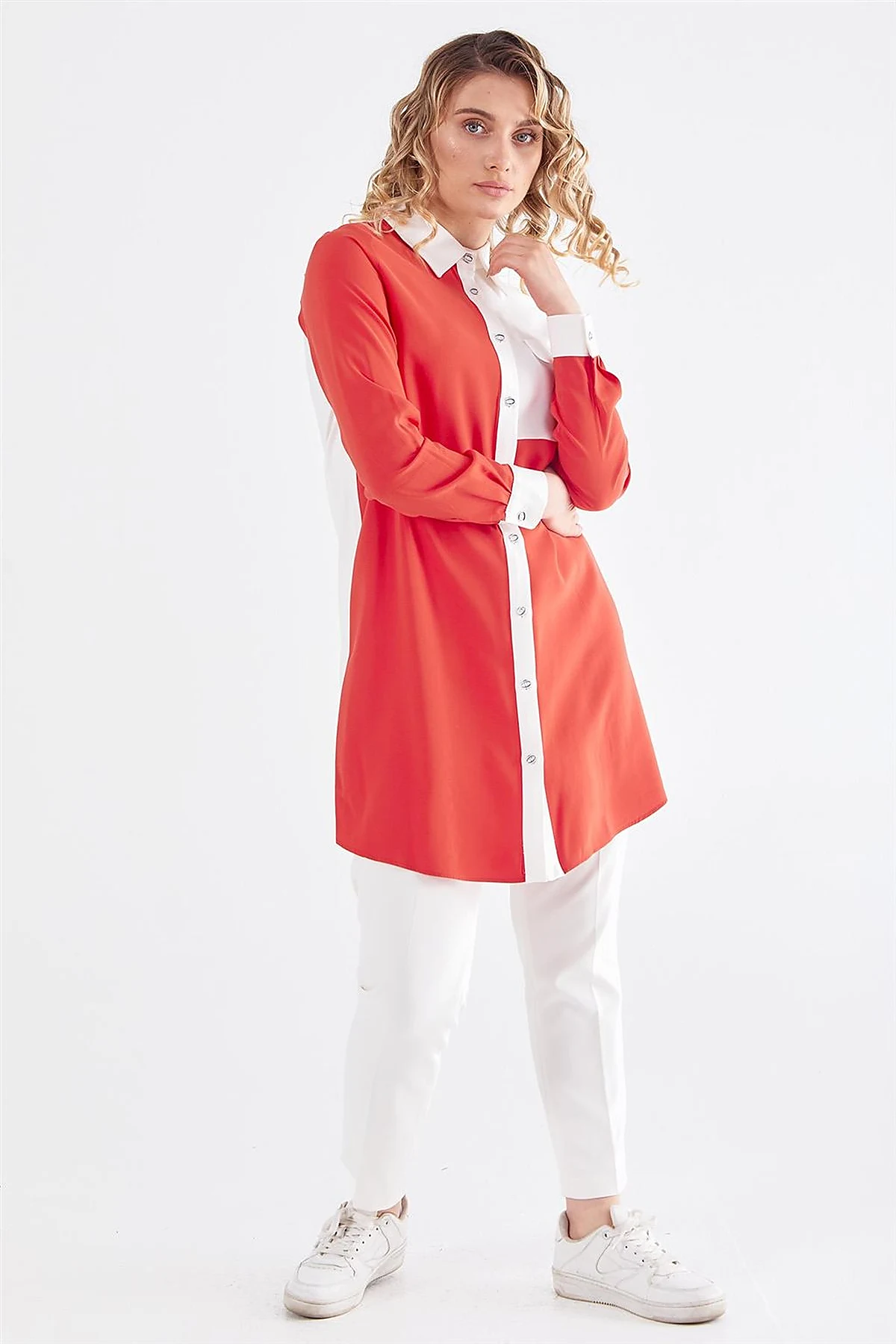 Flap Pocket Tunic Ecru-Coral