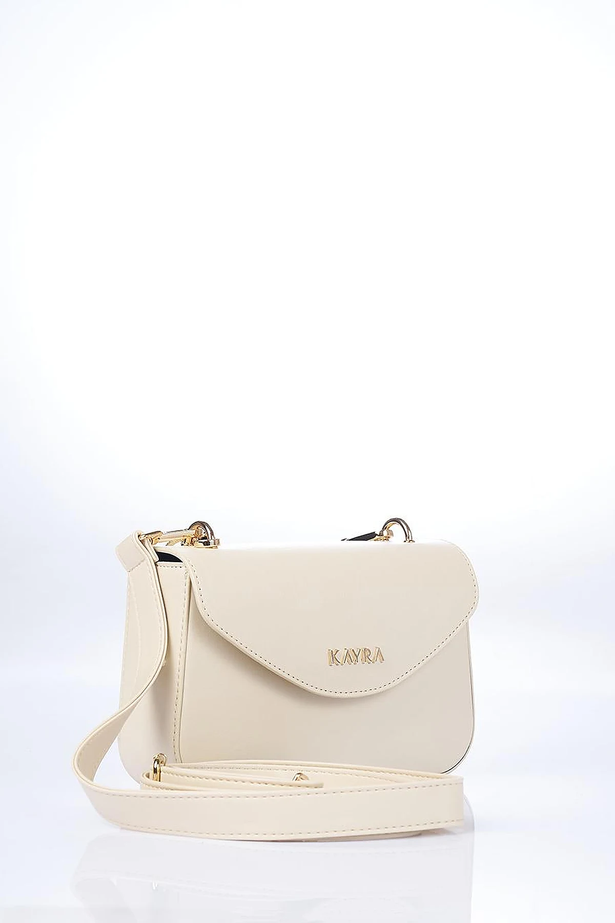 Beaded Detail Baguette Bag Cream