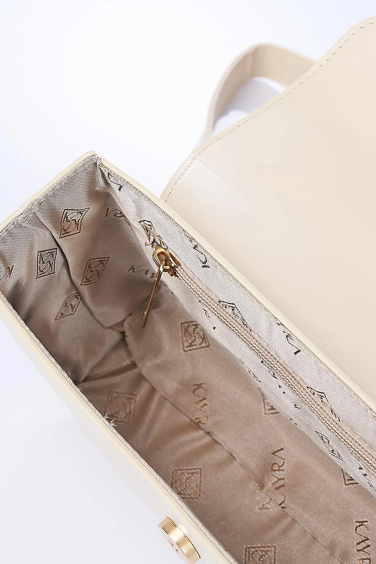 Beaded Detail Baguette Bag Cream