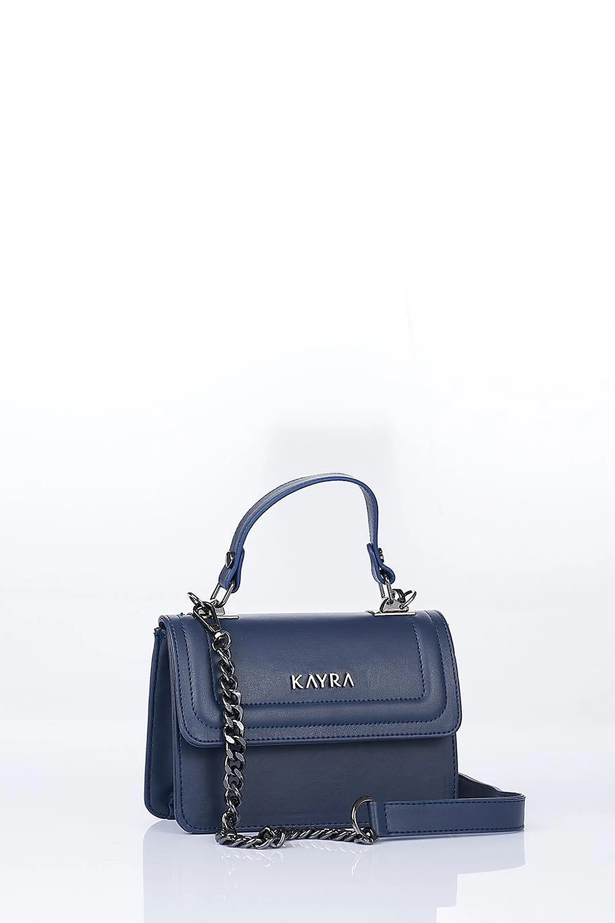 Mini Faux Leather Handbag Navy