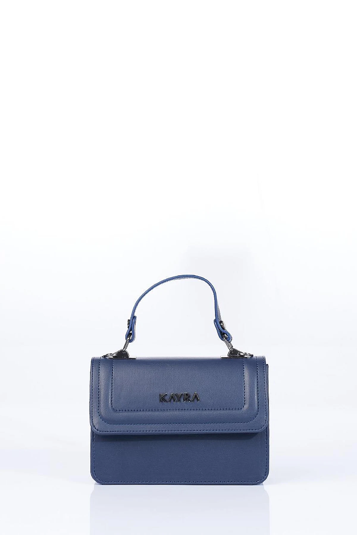 Mini Faux Leather Handbag Navy
