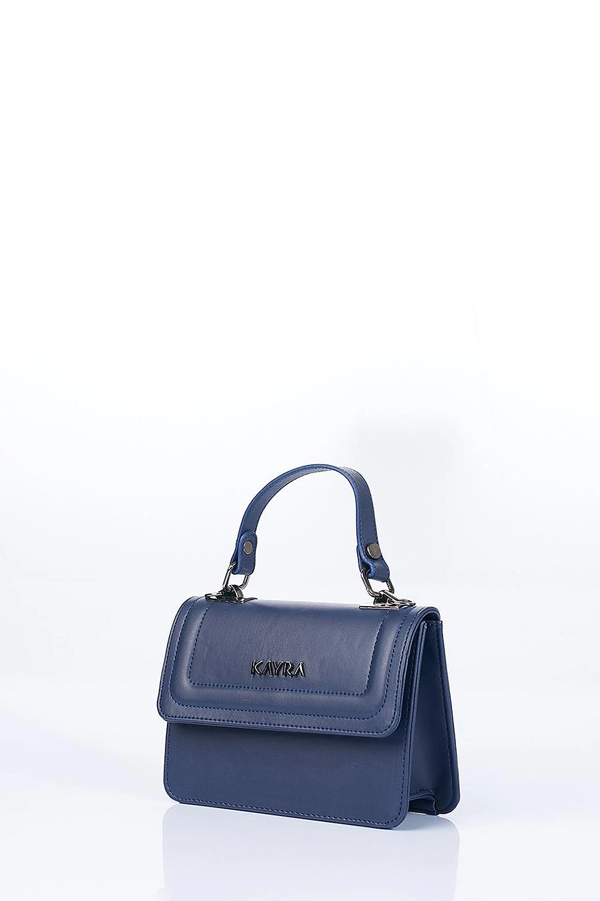 Mini Faux Leather Handbag Navy