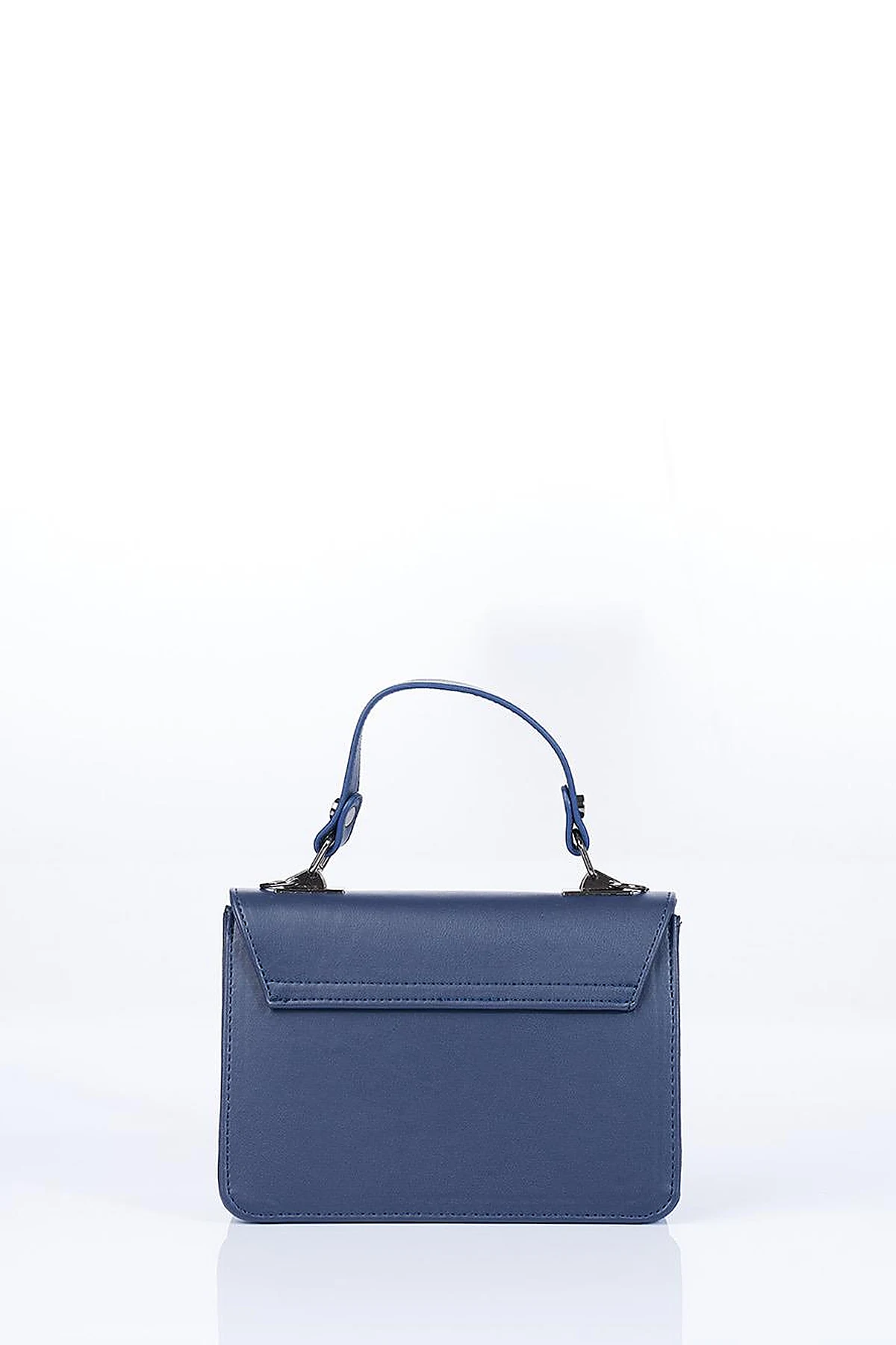 Mini Faux Leather Handbag Navy