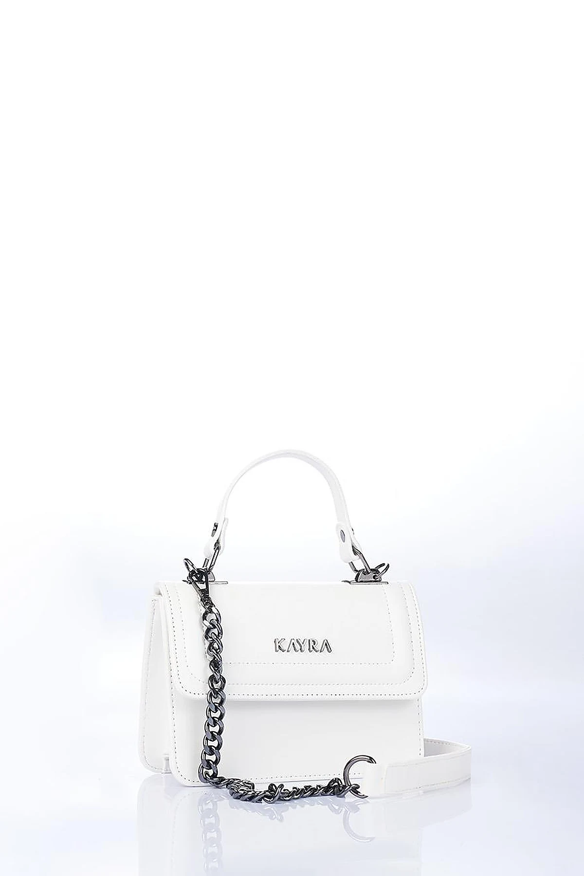 Mini Faux Leather Handbag Optic White