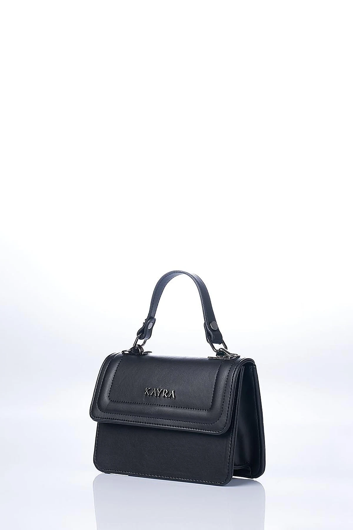 Mini Faux Leather Handbag Black