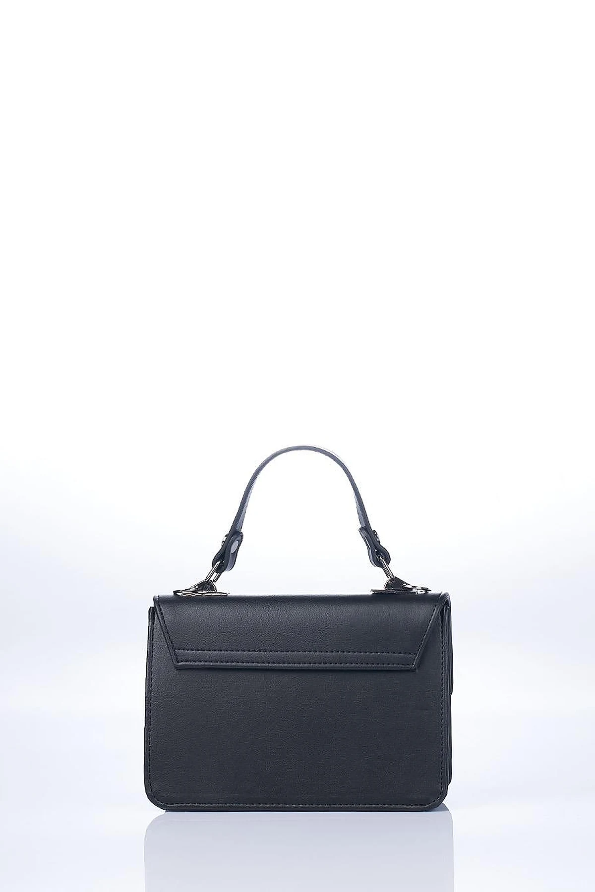 Mini Faux Leather Handbag Black