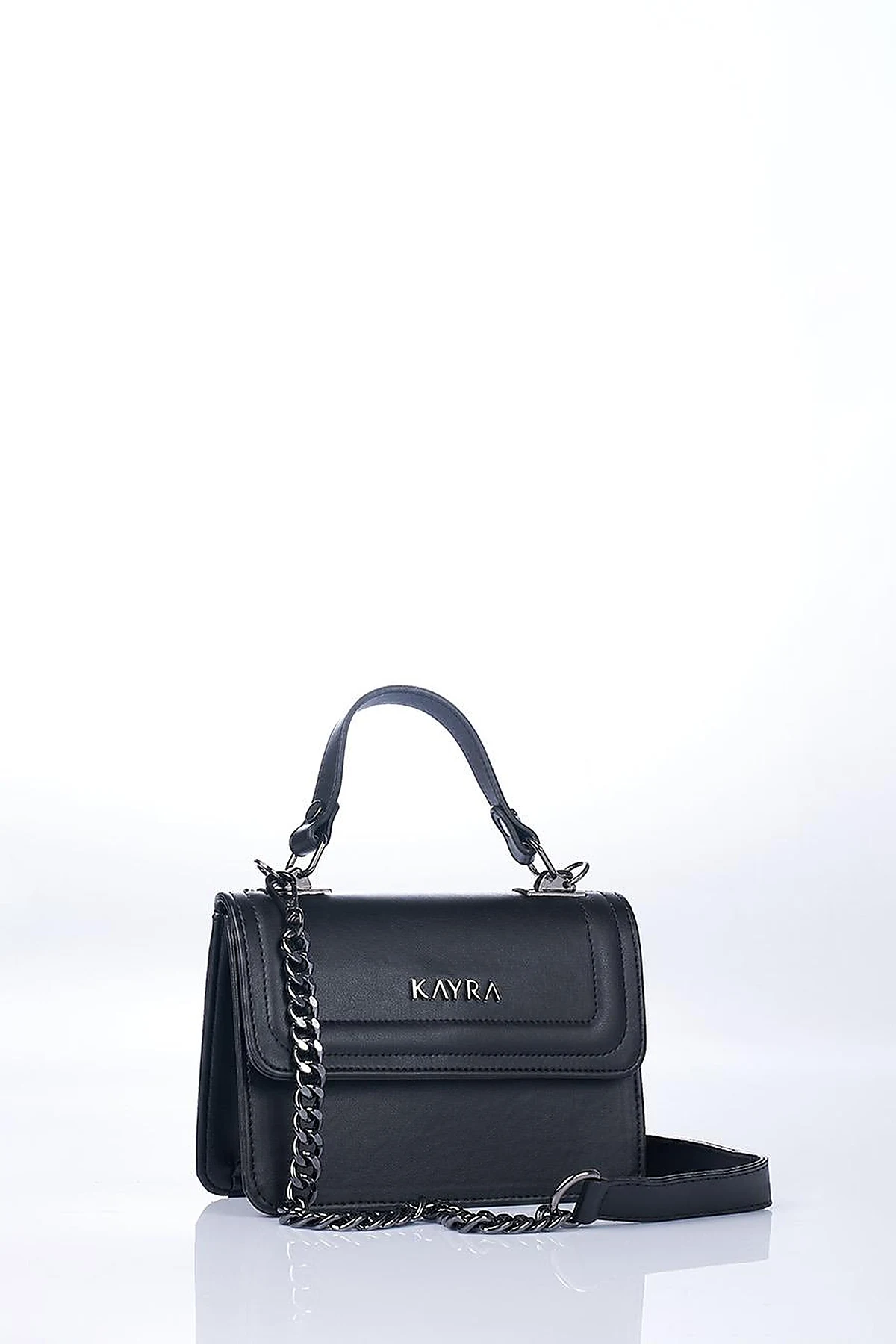 Mini Faux Leather Handbag Black