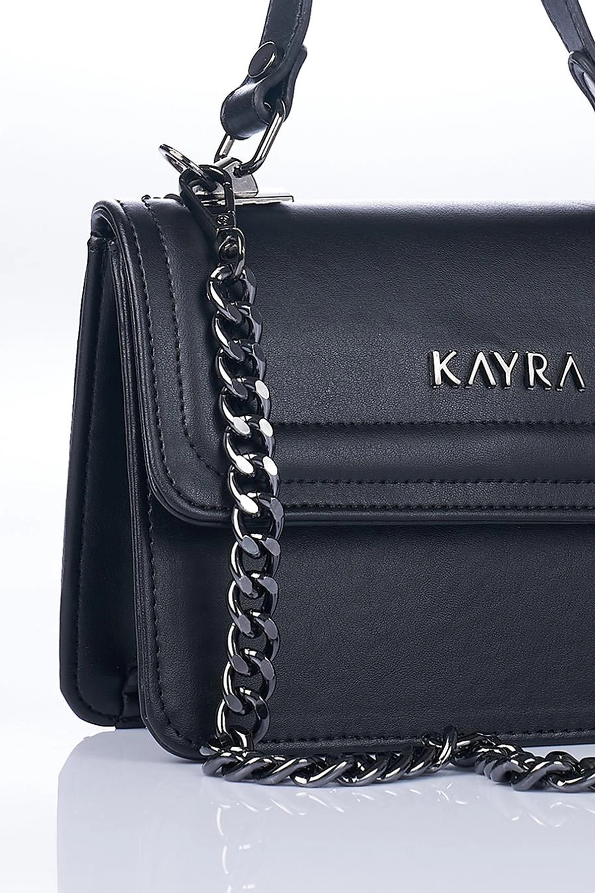 Mini Faux Leather Handbag Black