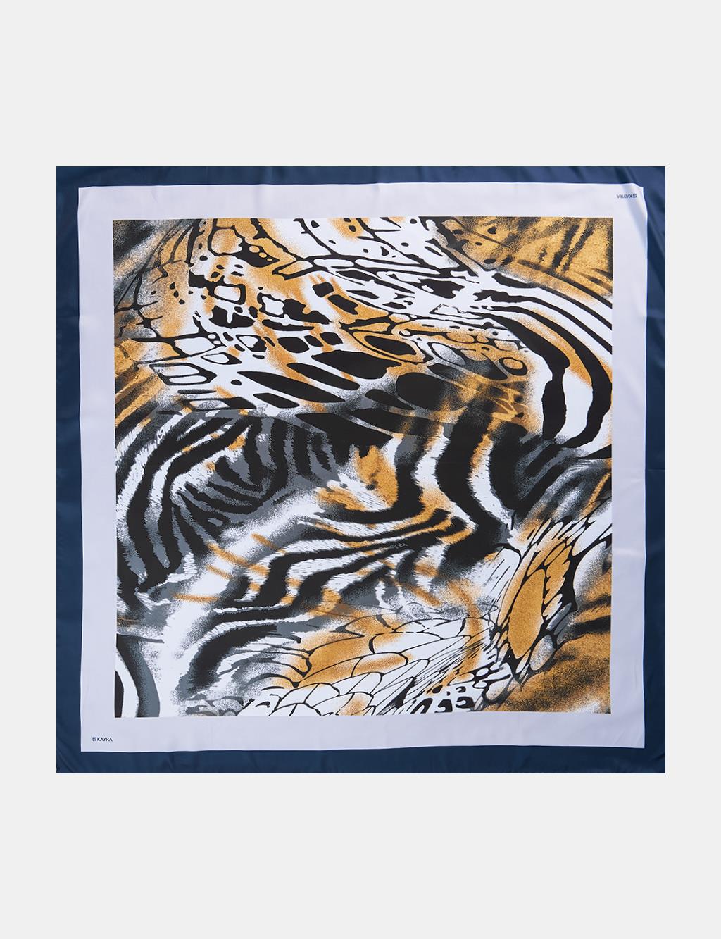 Leopar Desenli Eşarp Lacivert-Gri