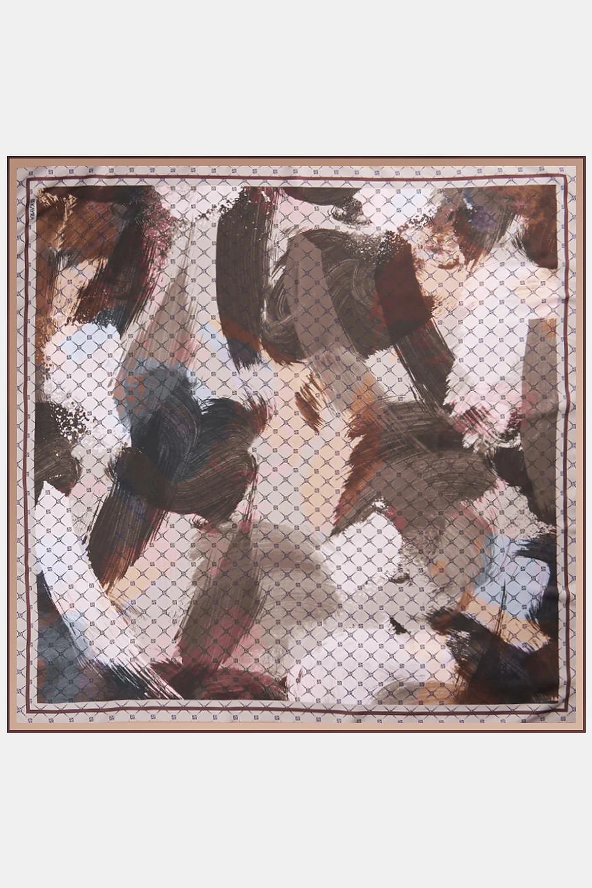 Brush Patterned Scarf Khaki-Camel