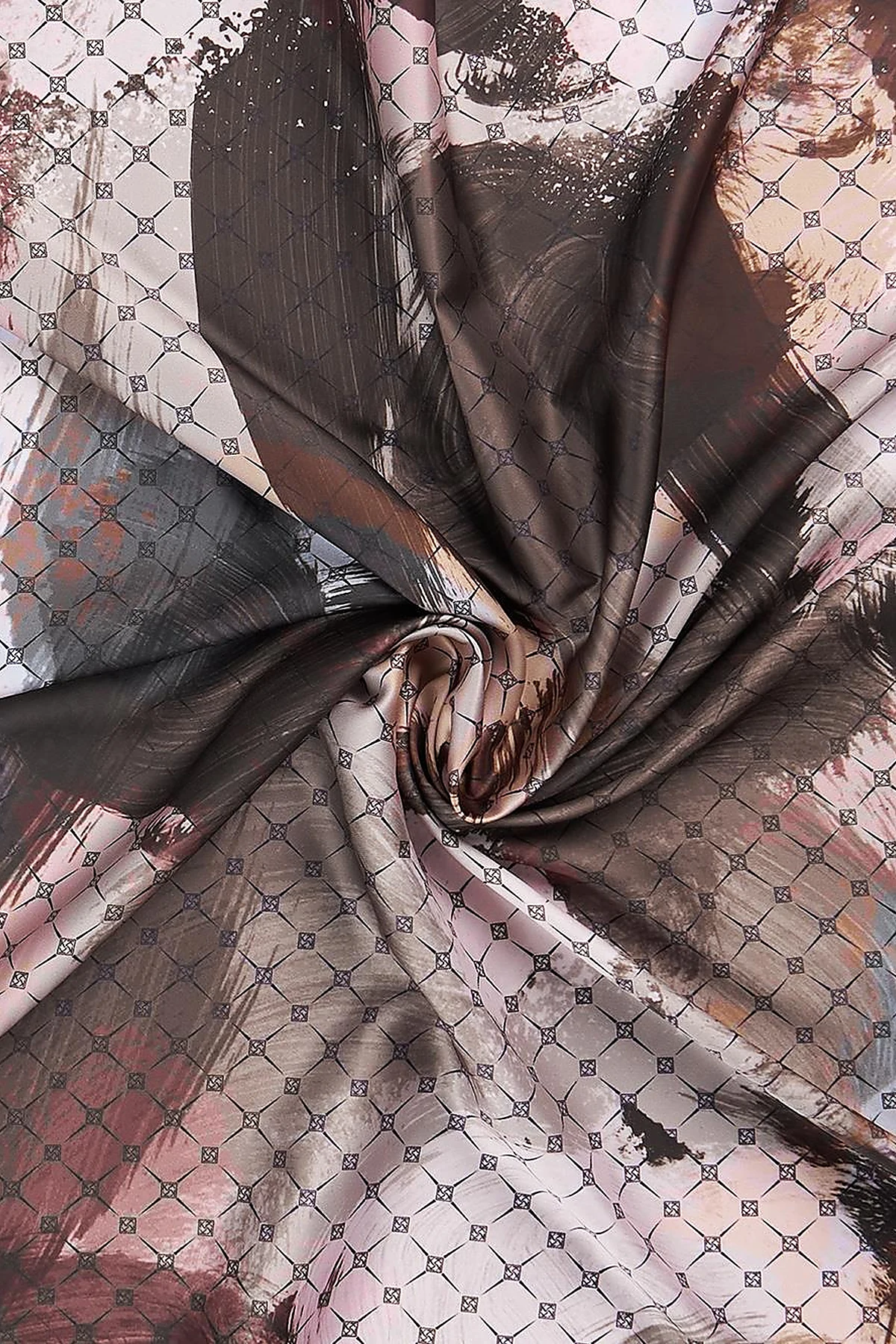 Brush Patterned Scarf Khaki-Camel