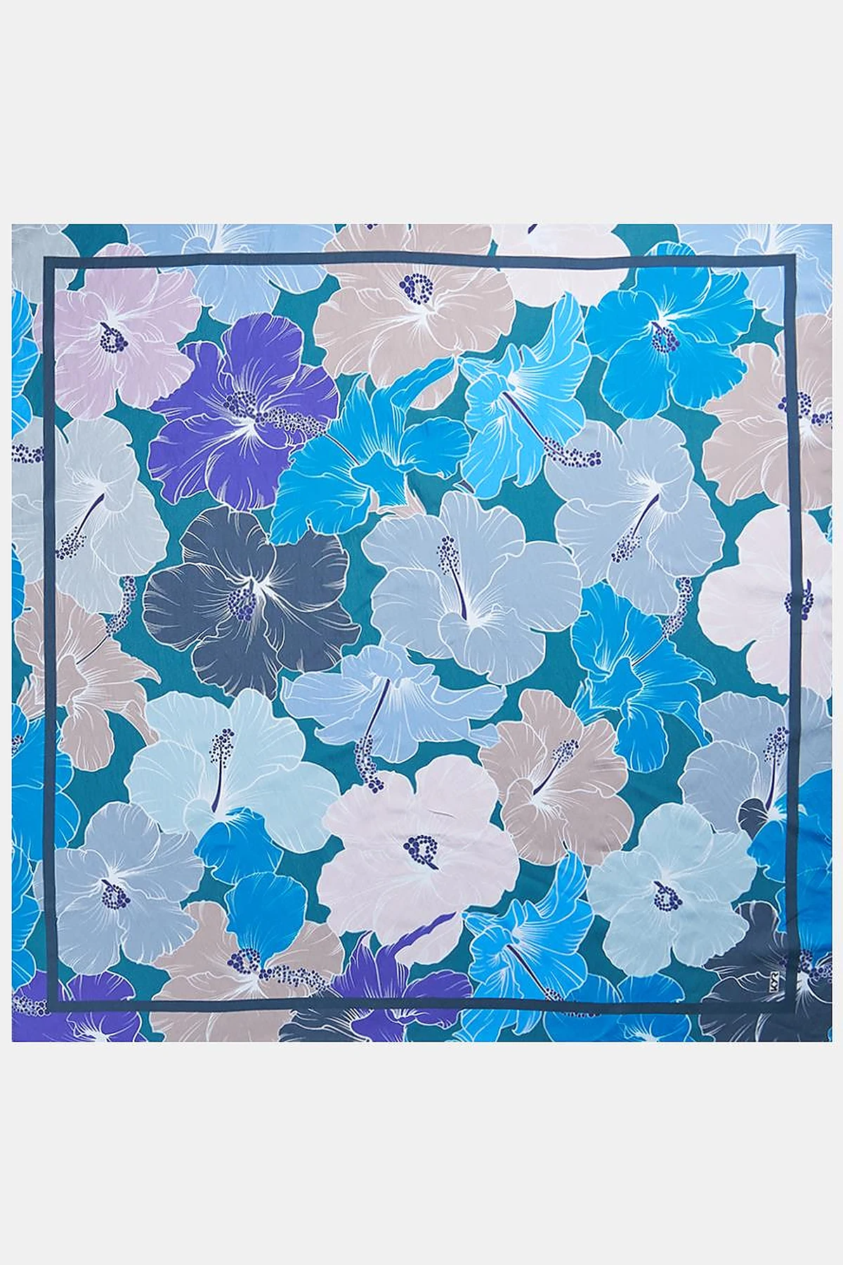 Floral Print Viscose Scarf Navy