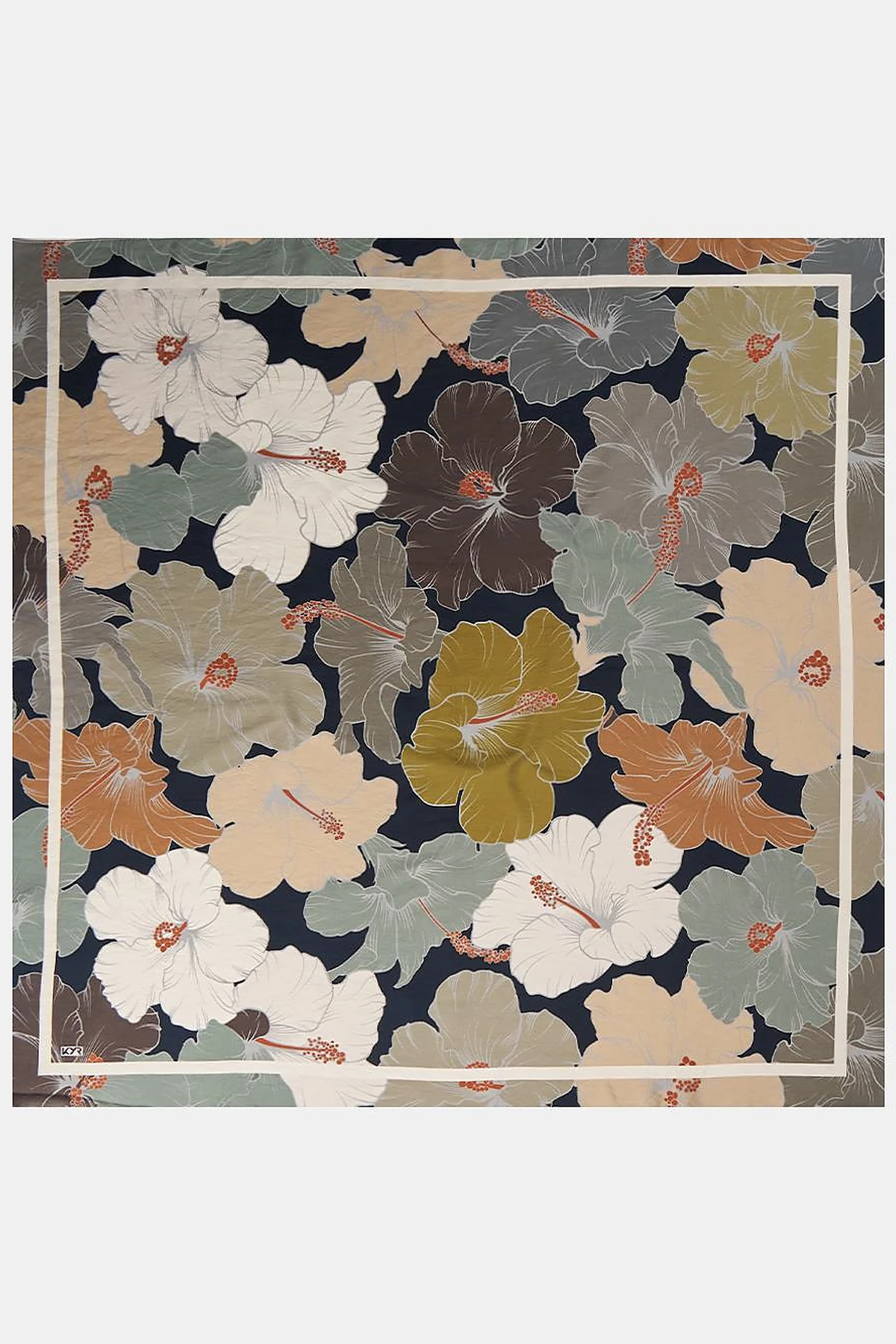 Floral Print Viscose Scarf Mink