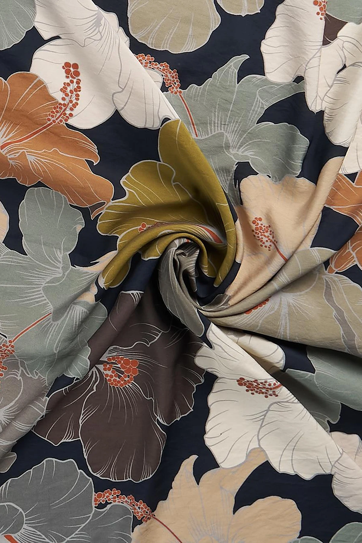 Floral Print Viscose Scarf Mink