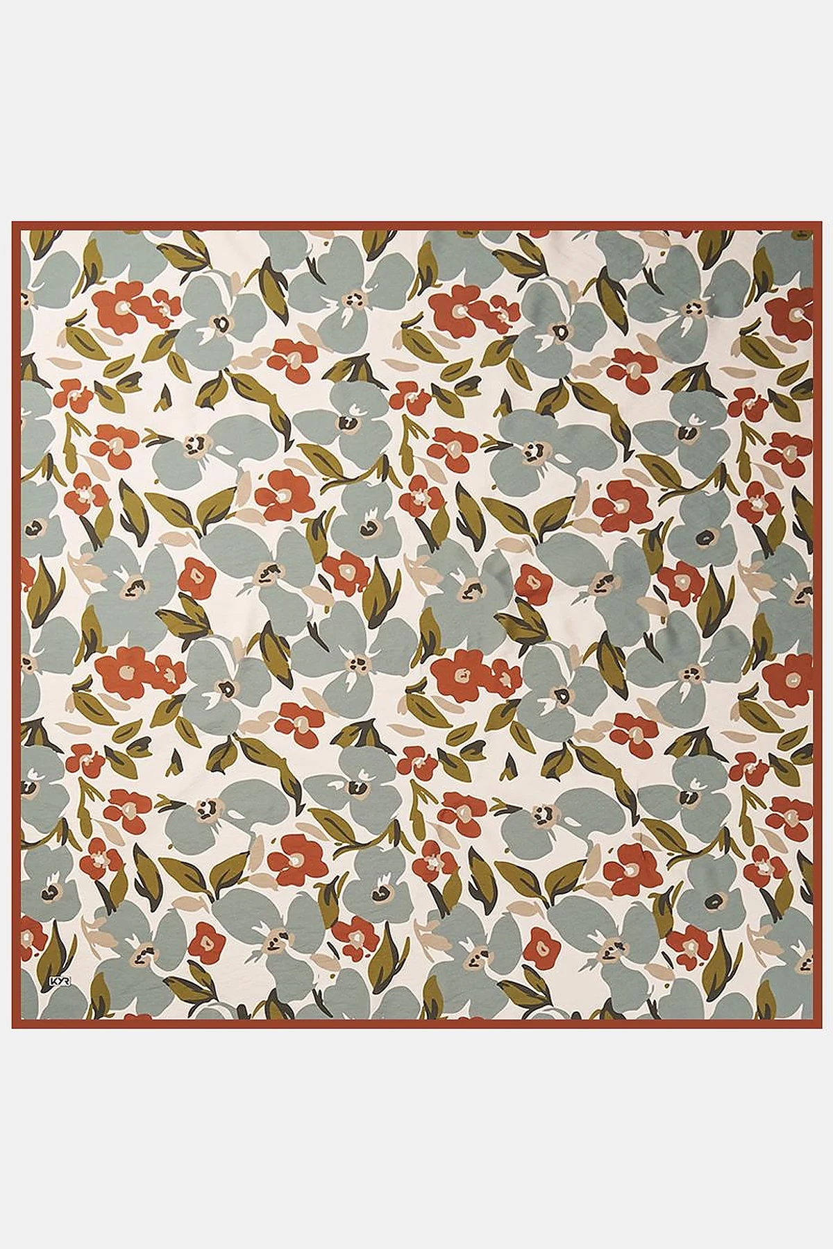 Floral Printed Viscose Scarf Brown