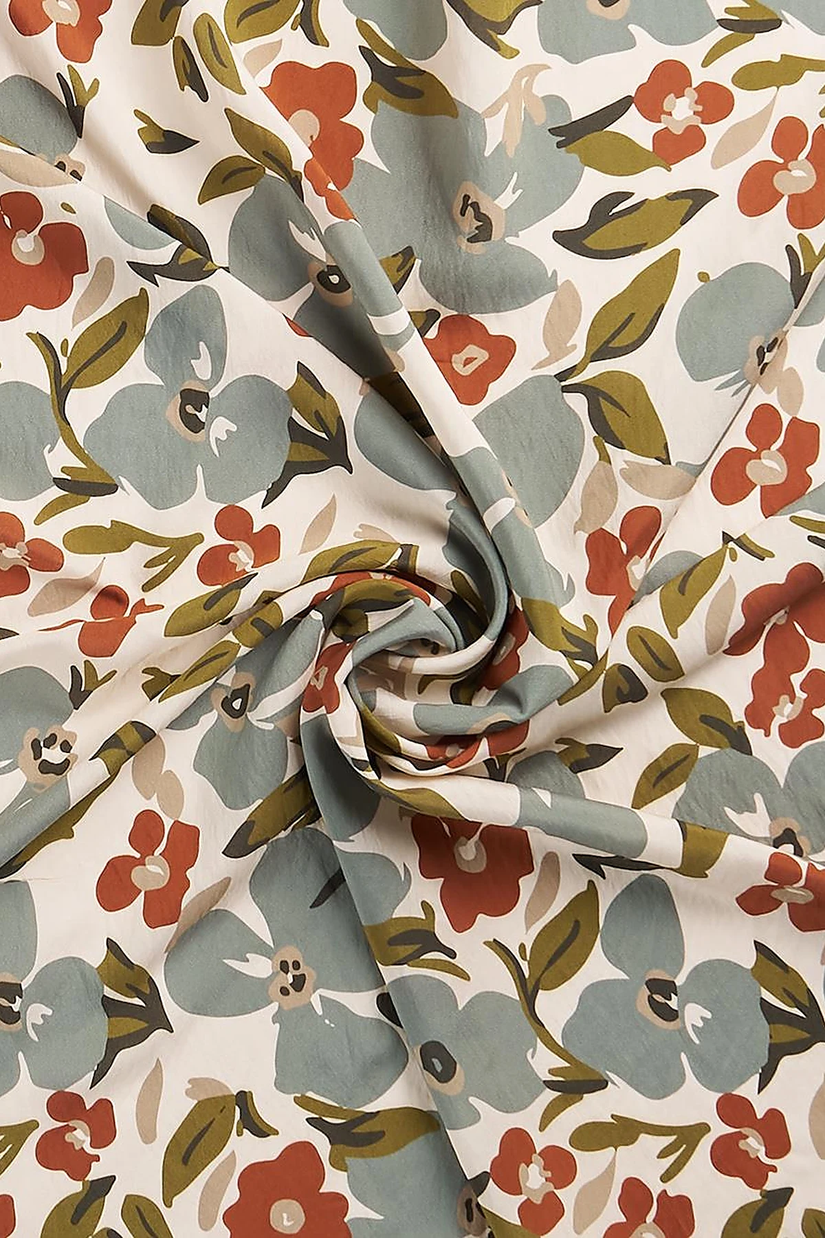 Floral Printed Viscose Scarf Brown