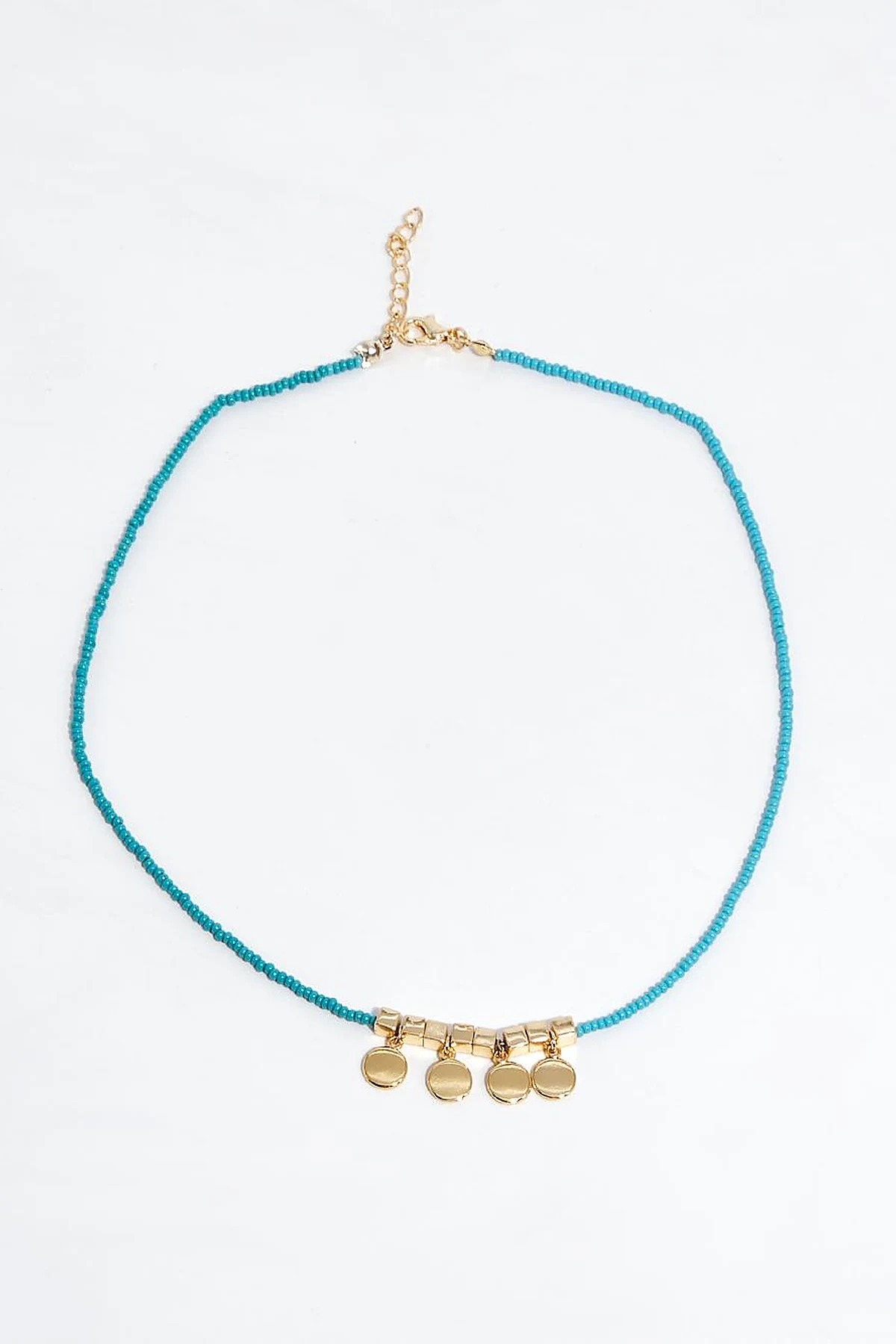 Sequin Detail Necklace Turquoise-Gold