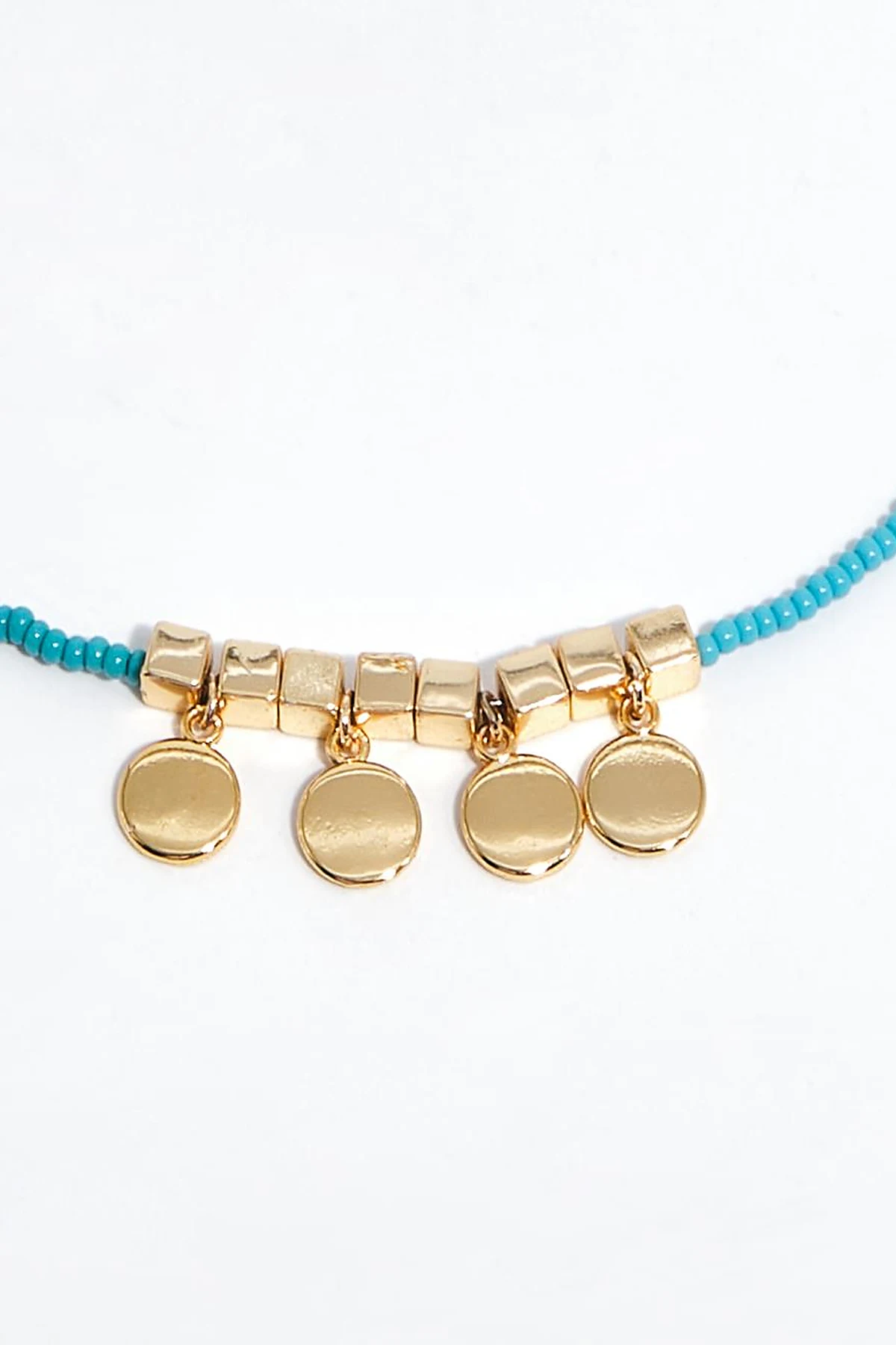 Sequin Detail Necklace Turquoise-Gold