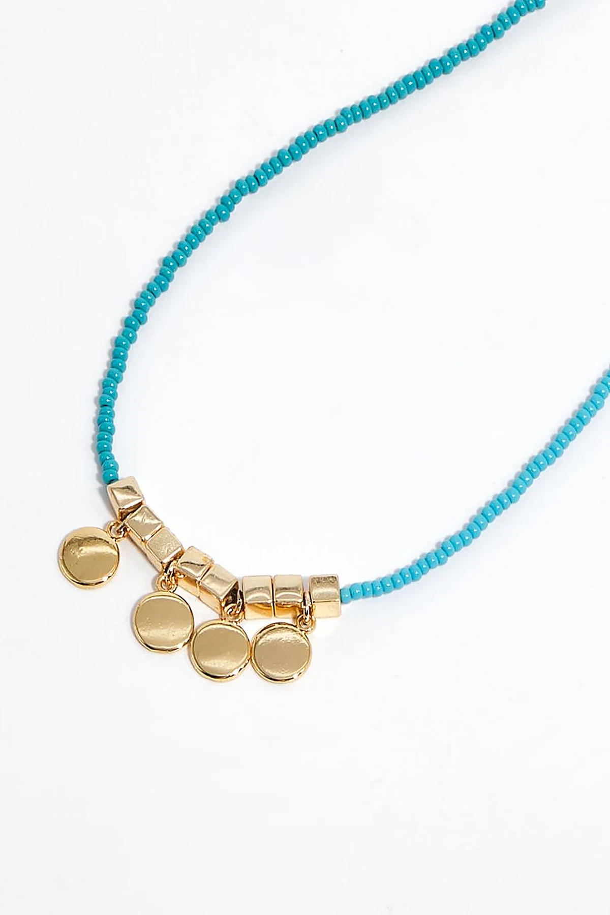 Sequin Detail Necklace Turquoise-Gold