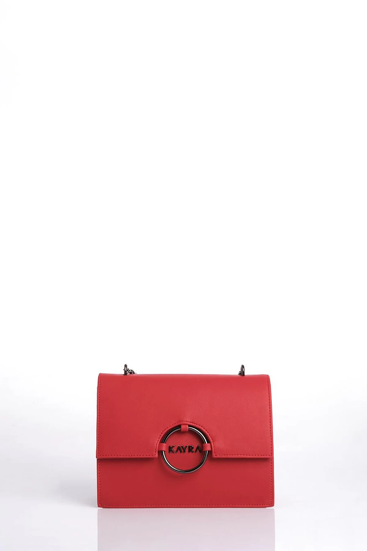 Shoulder Bag with Buckle Detailed Red