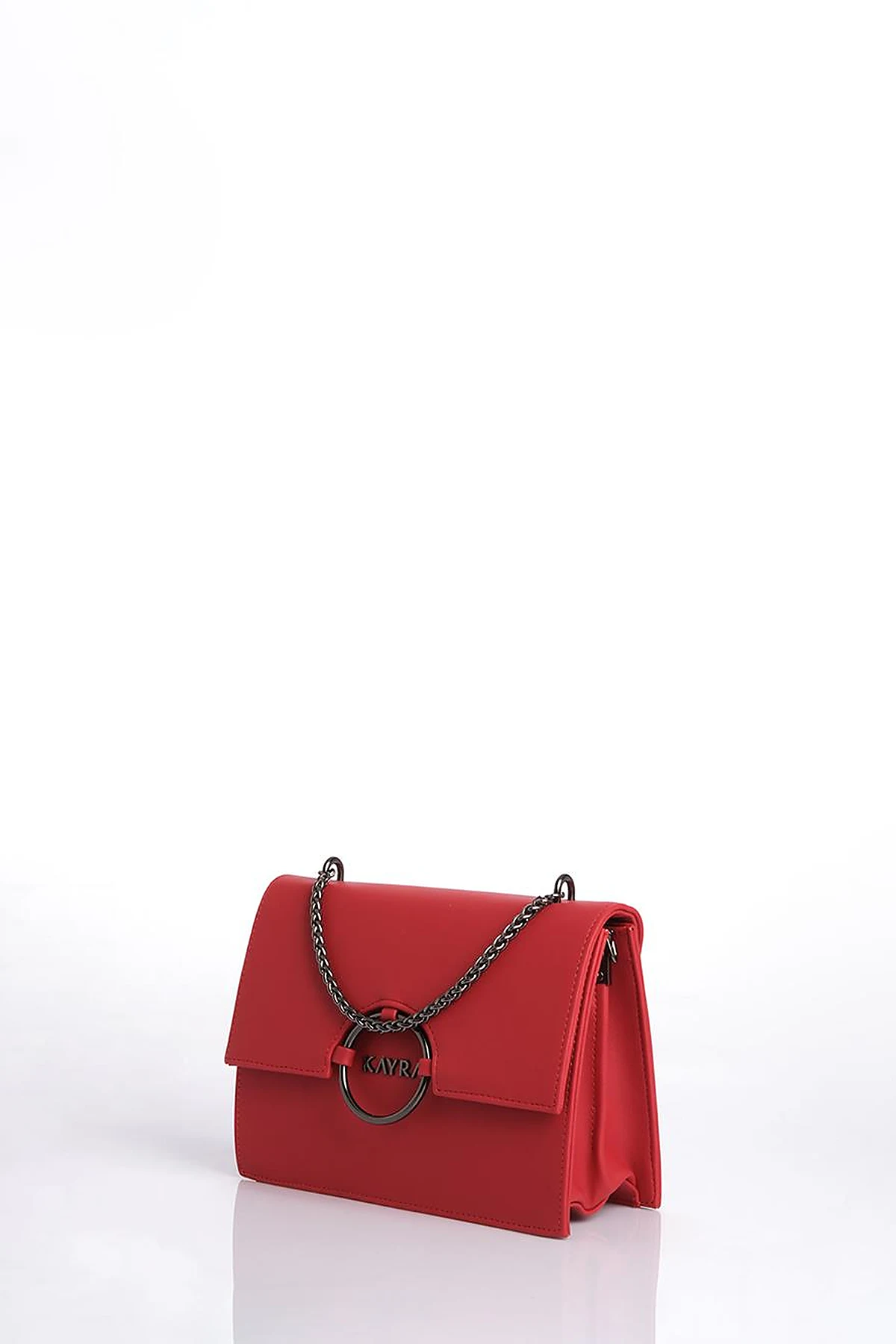 Shoulder Bag with Buckle Detailed Red