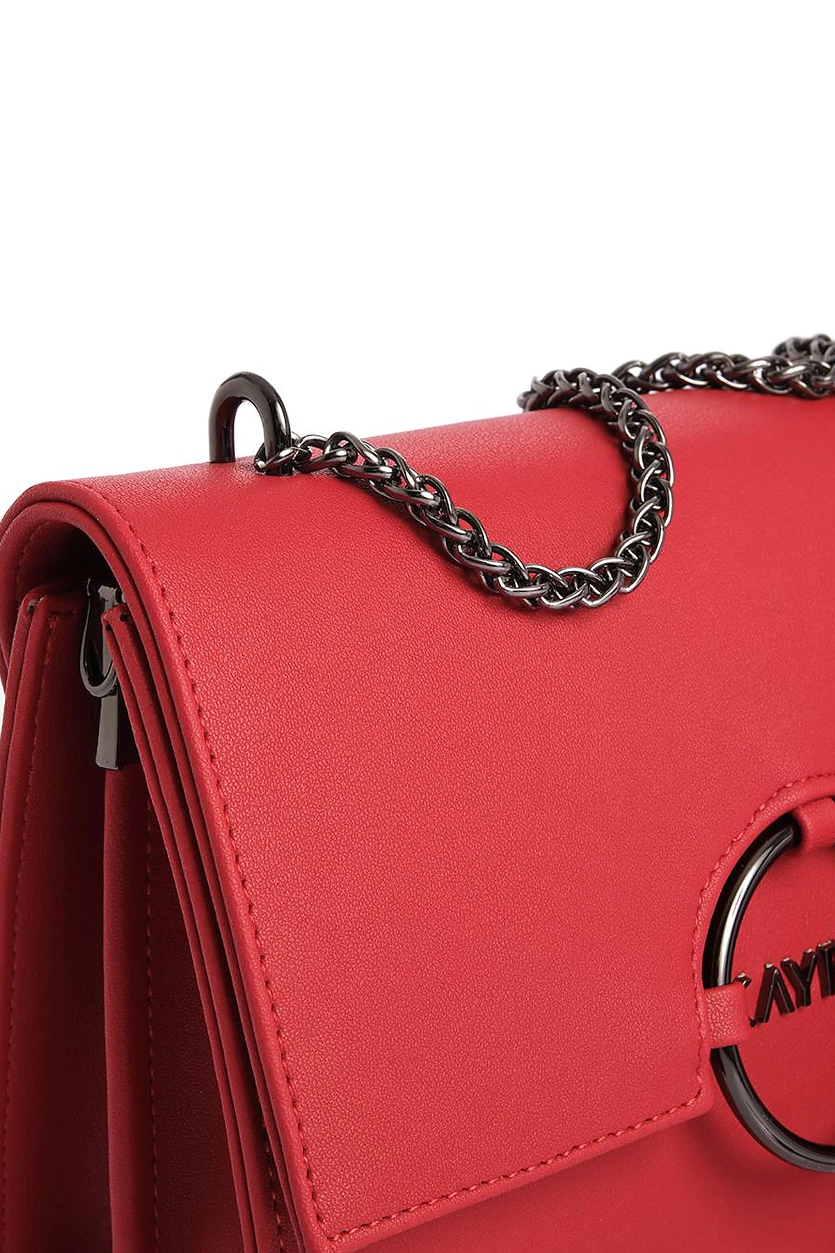 Shoulder Bag with Buckle Detailed Red