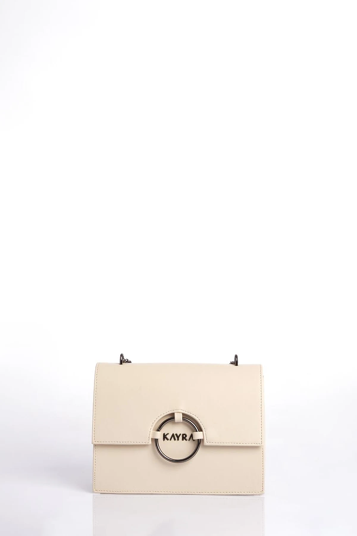 Shoulder Bag with Buckle Detailed Cream