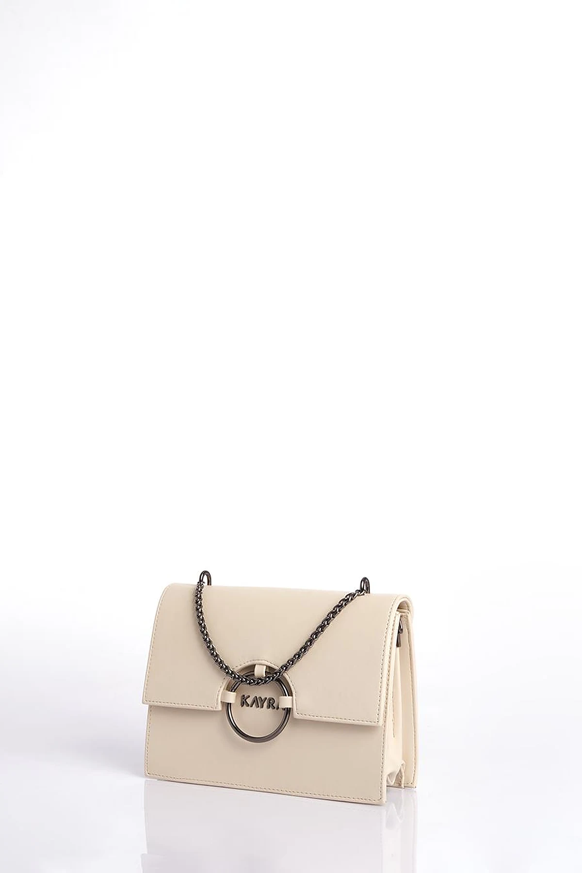 Shoulder Bag with Buckle Detailed Cream