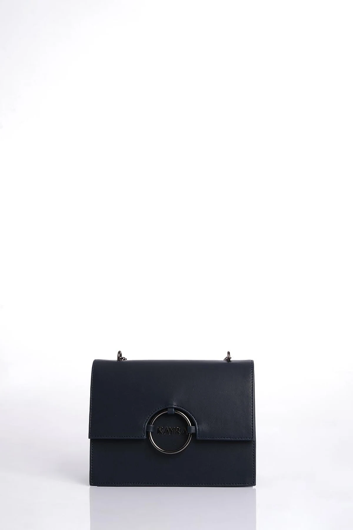 Shoulder Bag with Buckle Detailed Navy Blue