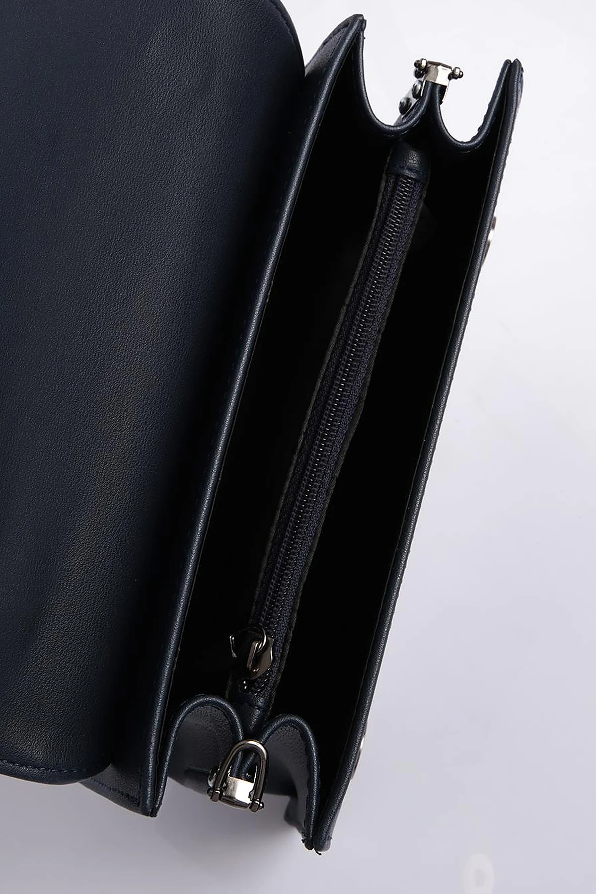 Shoulder Bag with Buckle Detailed Navy Blue