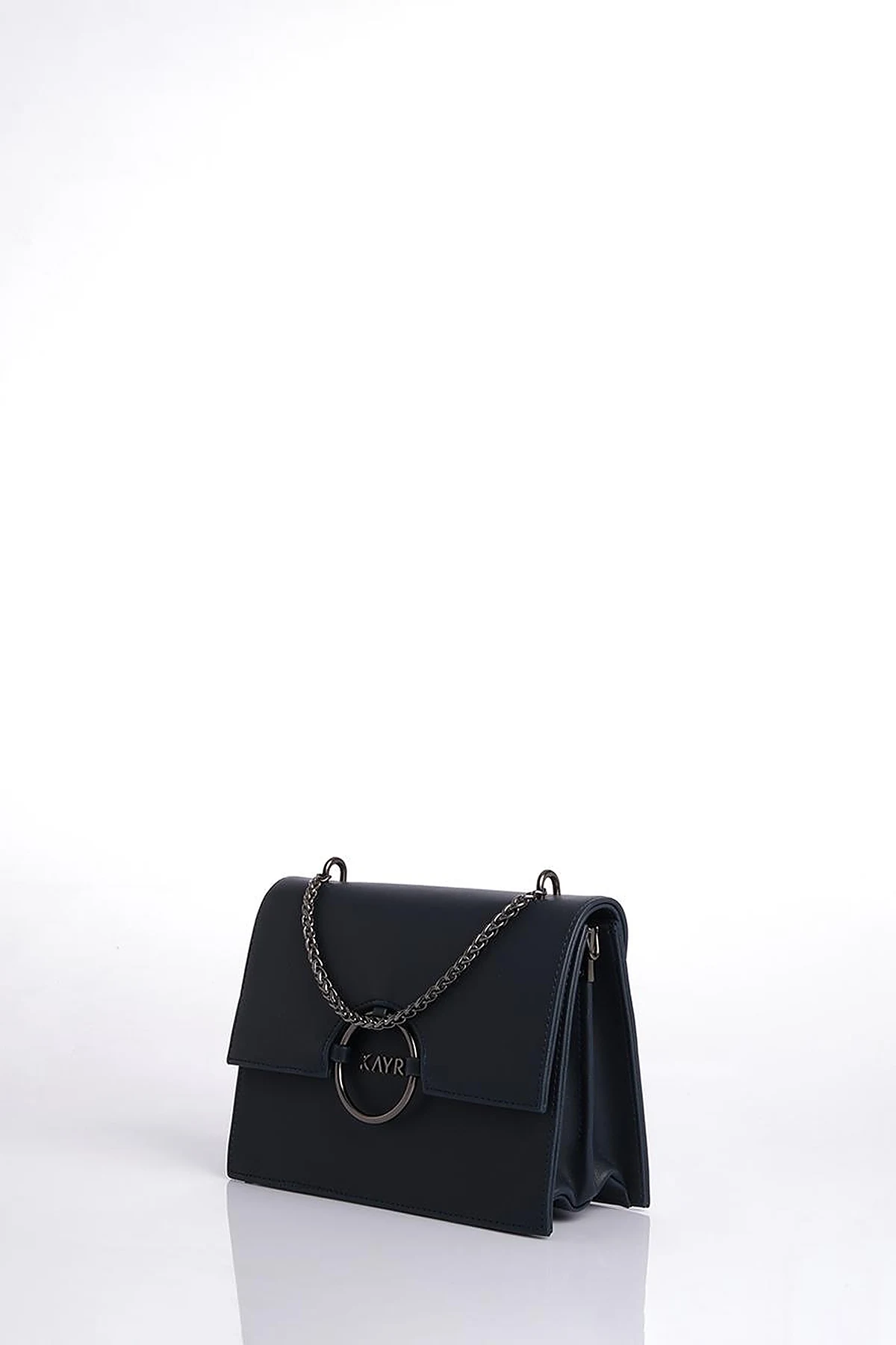 Shoulder Bag with Buckle Detailed Navy Blue