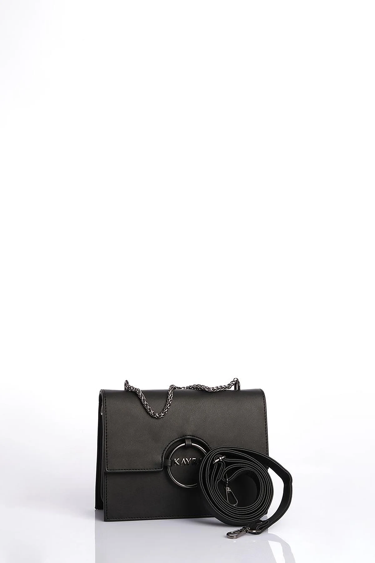 Shoulder Bag with Buckle Detailed Black