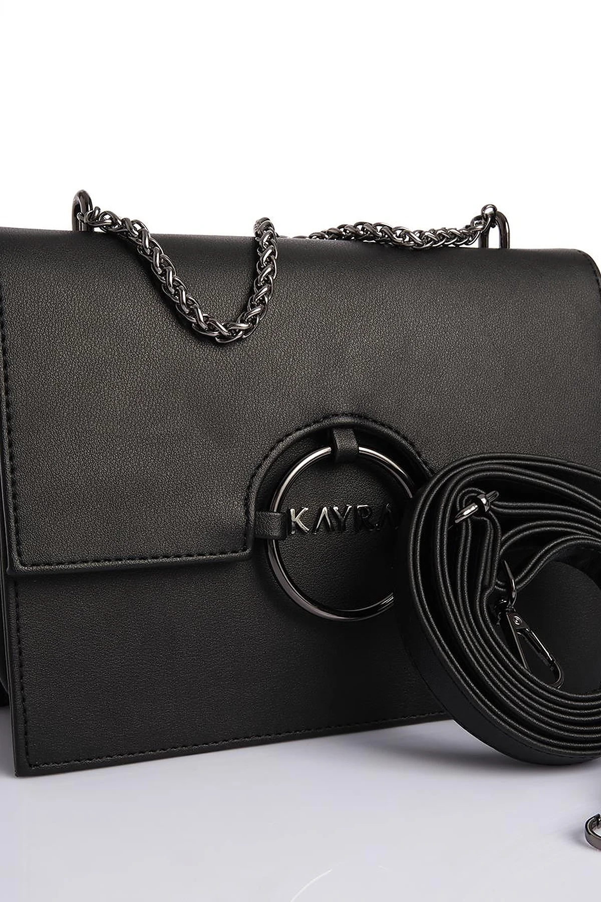 Shoulder Bag with Buckle Detailed Black