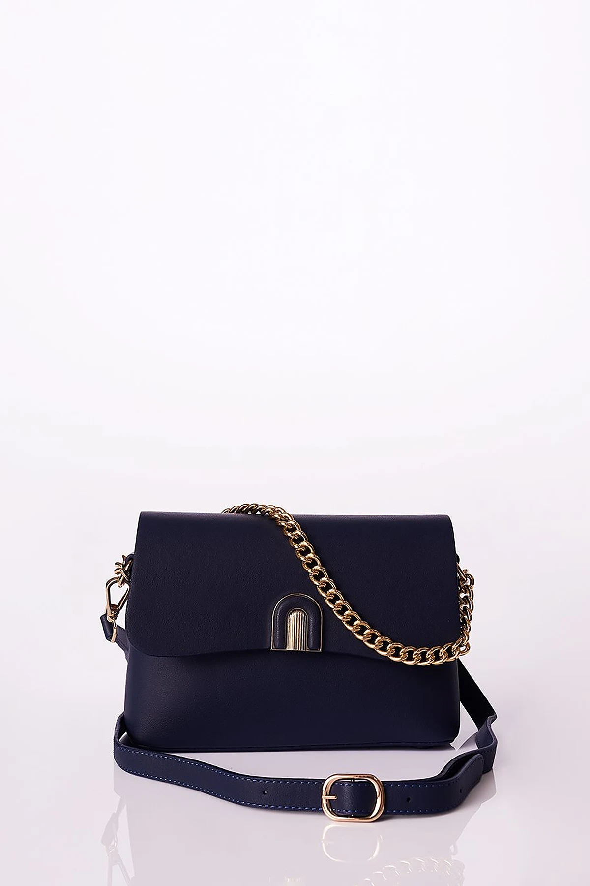 Flap Baguette Bag Navy