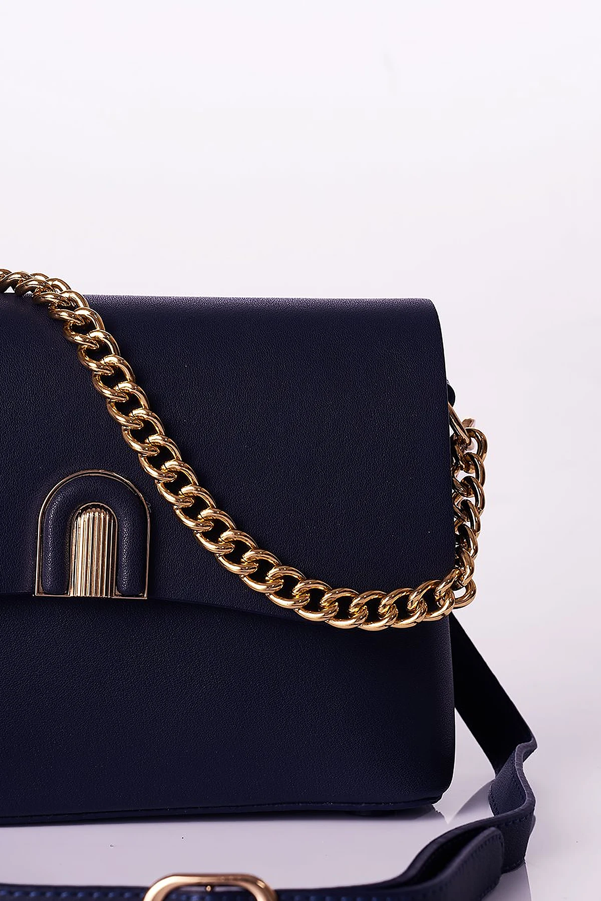 Flap Baguette Bag Navy