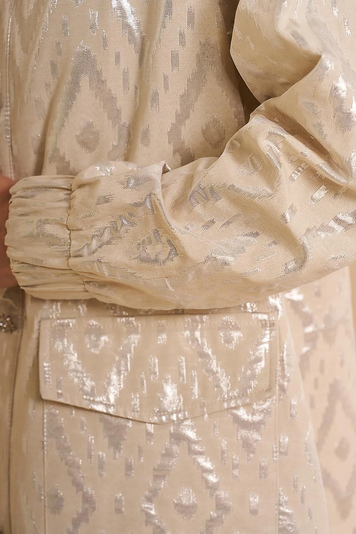 Lozenge Patterned Jacquard Jacket Cream