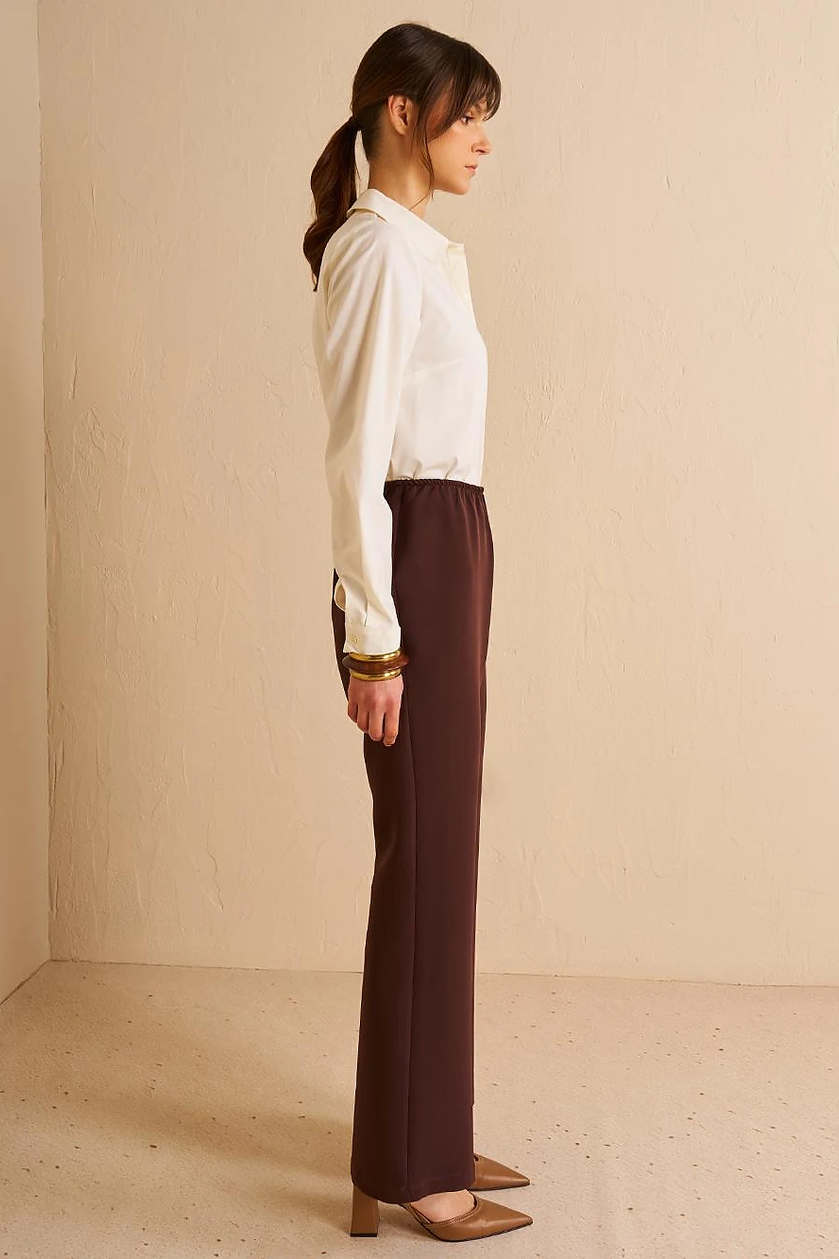 Flare Fit Trousers Dark Coffee