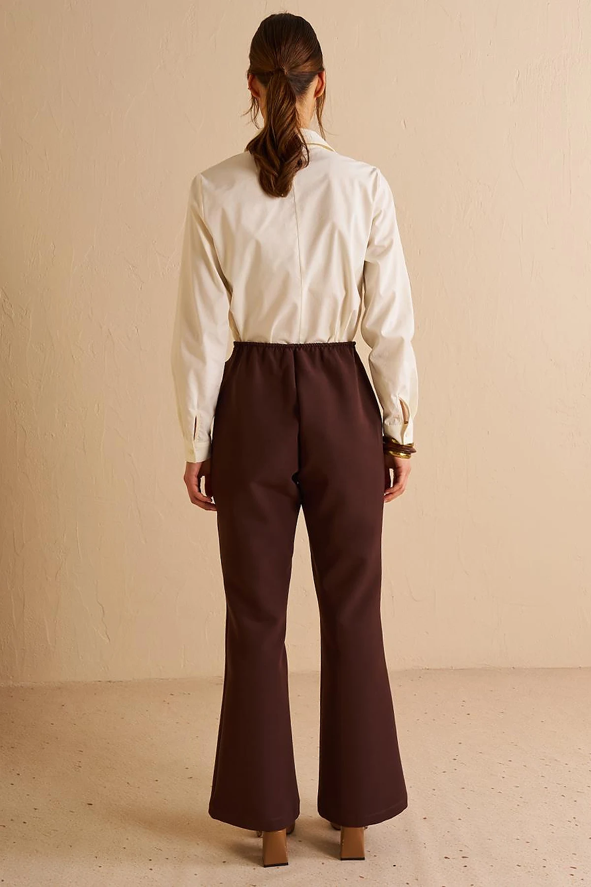 Flare Fit Trousers Dark Coffee
