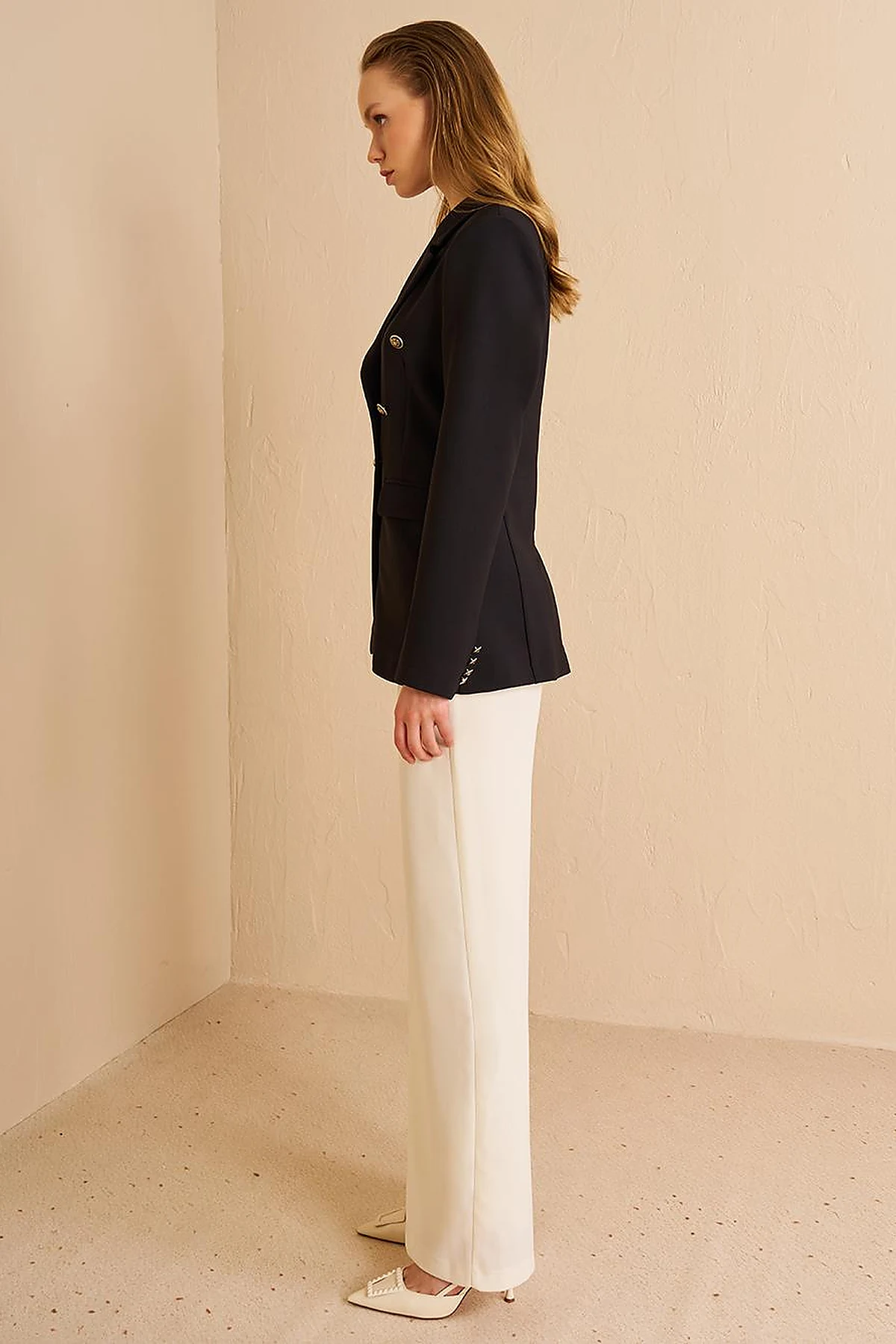 Buttoned Blazer Jacket Black