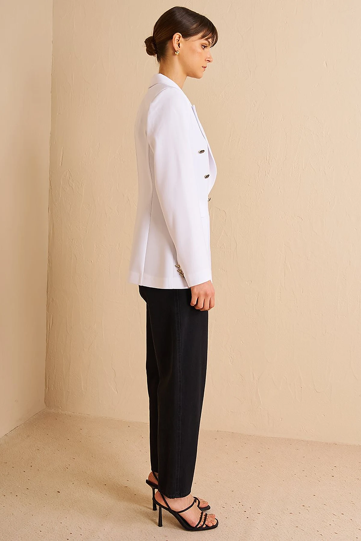 Buttoned Blazer Jacket Optic White