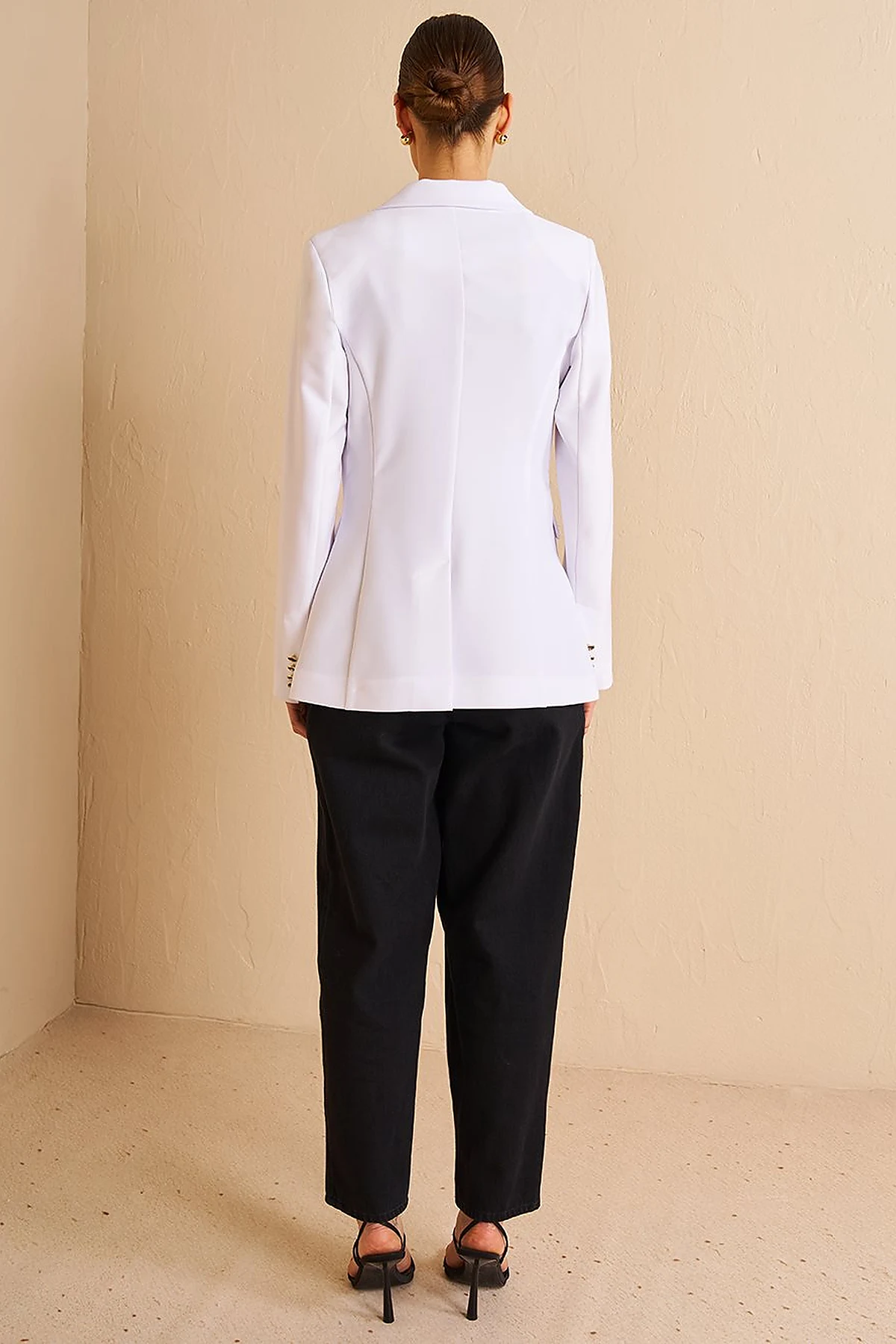 Buttoned Blazer Jacket Optic White